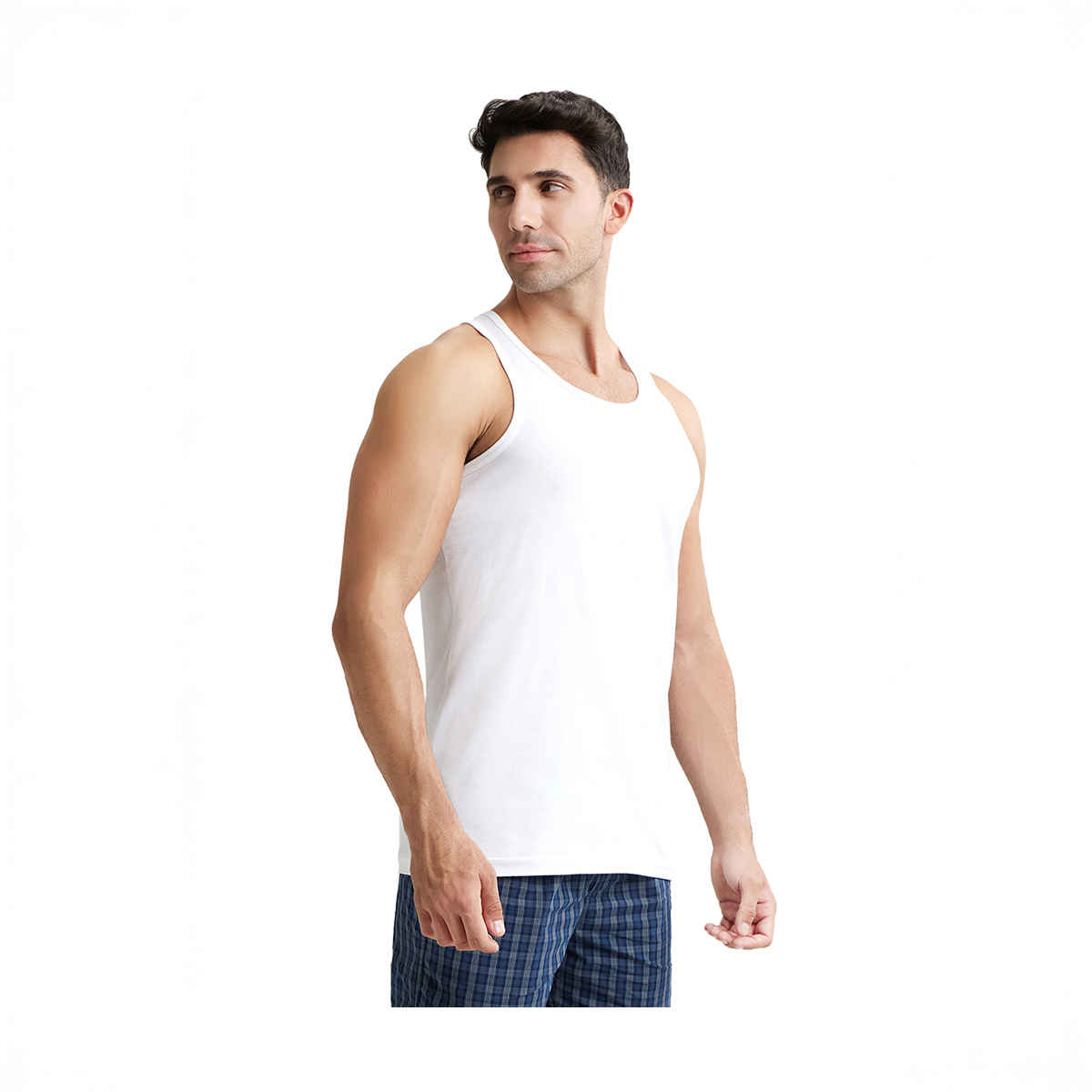 Jockey 8820 Men's Super Combed Cotton Round Neck Vest|Extended Length|Easy Tuck|PO3 | White-M