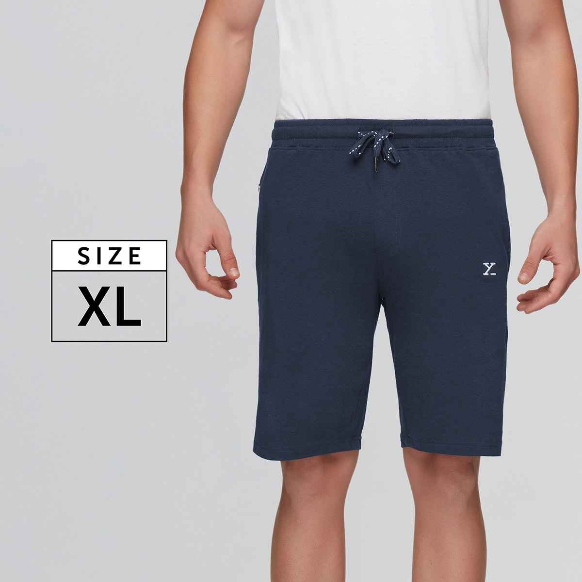 XYXX Ace Cotton Modal solid Shorts | 2 Side Pocket with zip | Dress Blue- XL