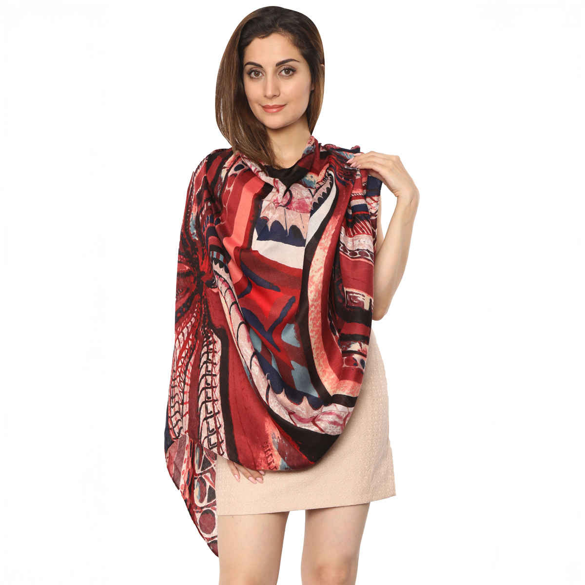 Fabseasons Women's Printed Scarf | Maroon - One Size