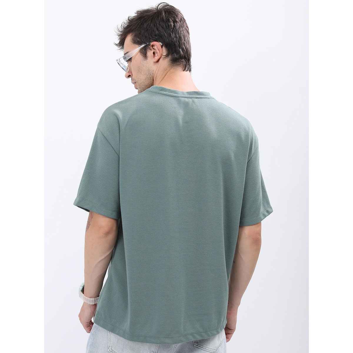 Ketch Men Popcorn Structured Oversize T-Shirt | Green | XL