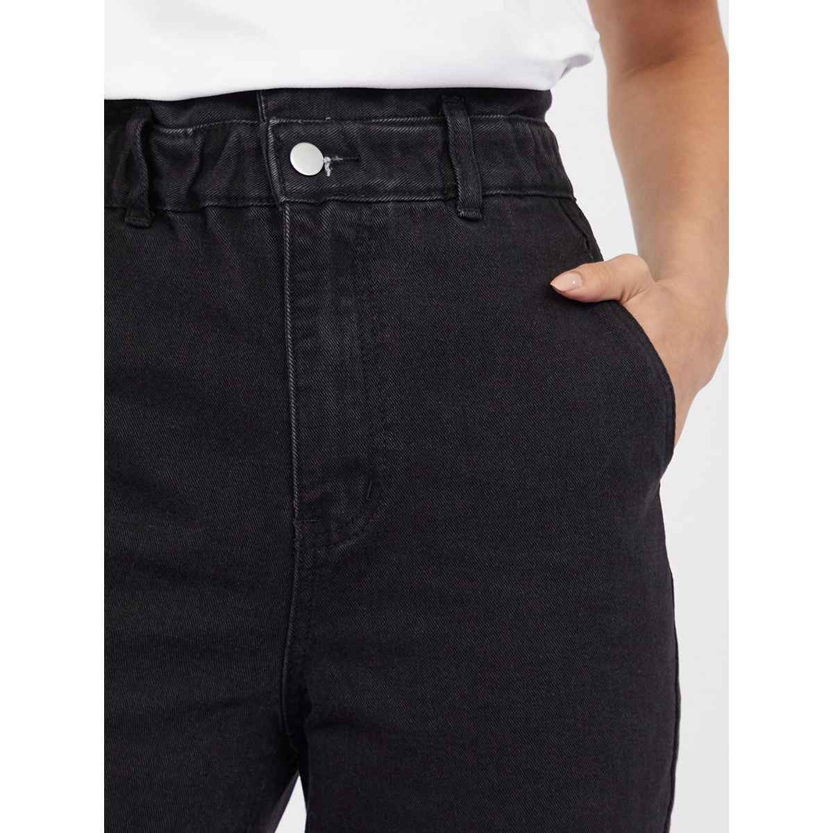 Styli Women's High Rise Paper Bag Waist Mom Jeans - 32
