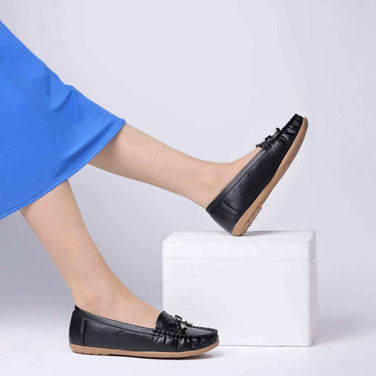 Shoetopia Women's Comfortable Loafers | Black - UK 4
