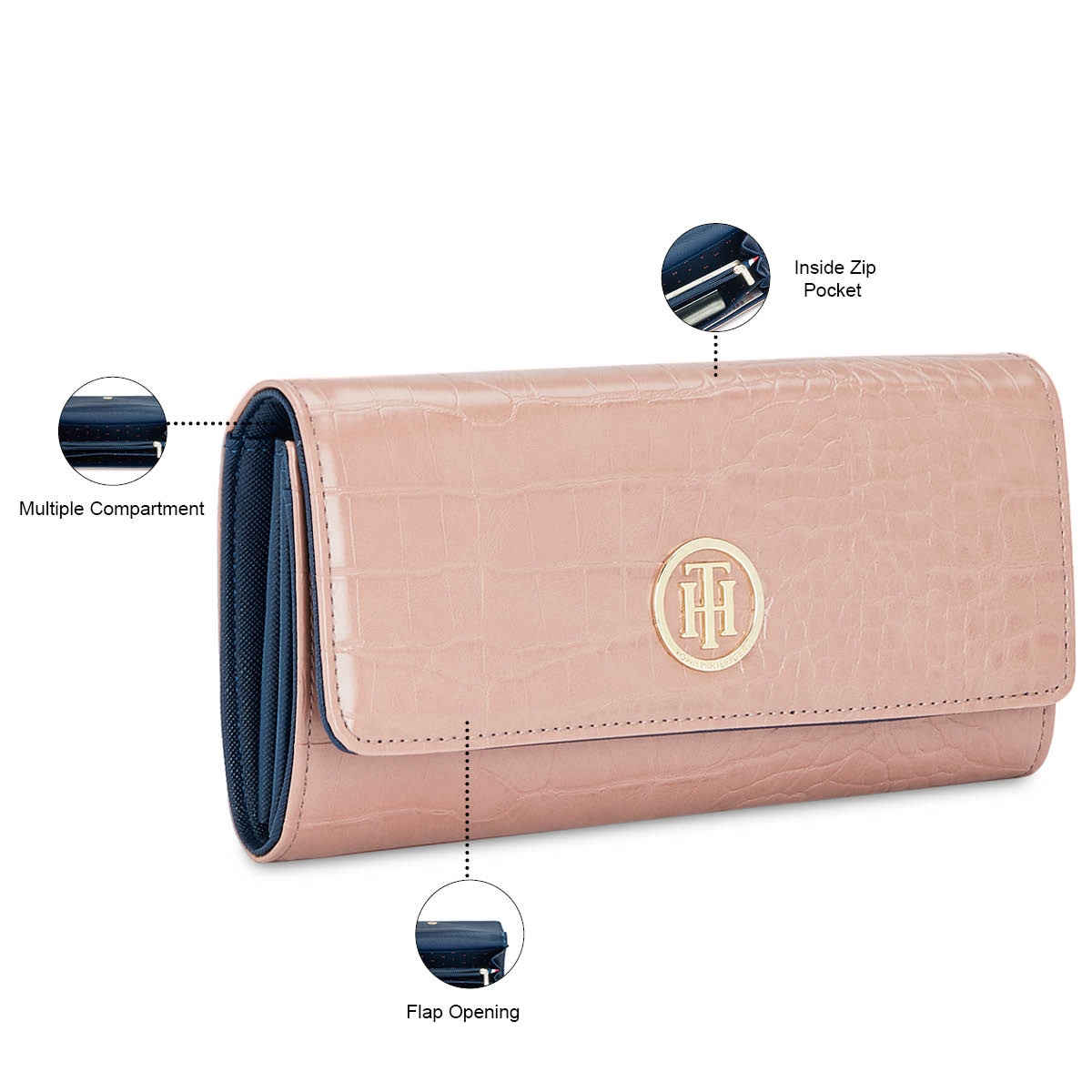 Tommy Hilfiger Women's Textured PU Wallets | Pink - One Size