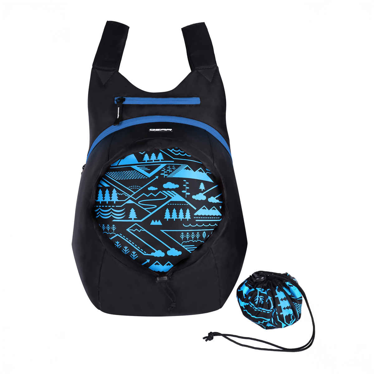 Gear Unisex Graphic Polyester 16 L Backpack | Black and Orange - 15.4 Inches