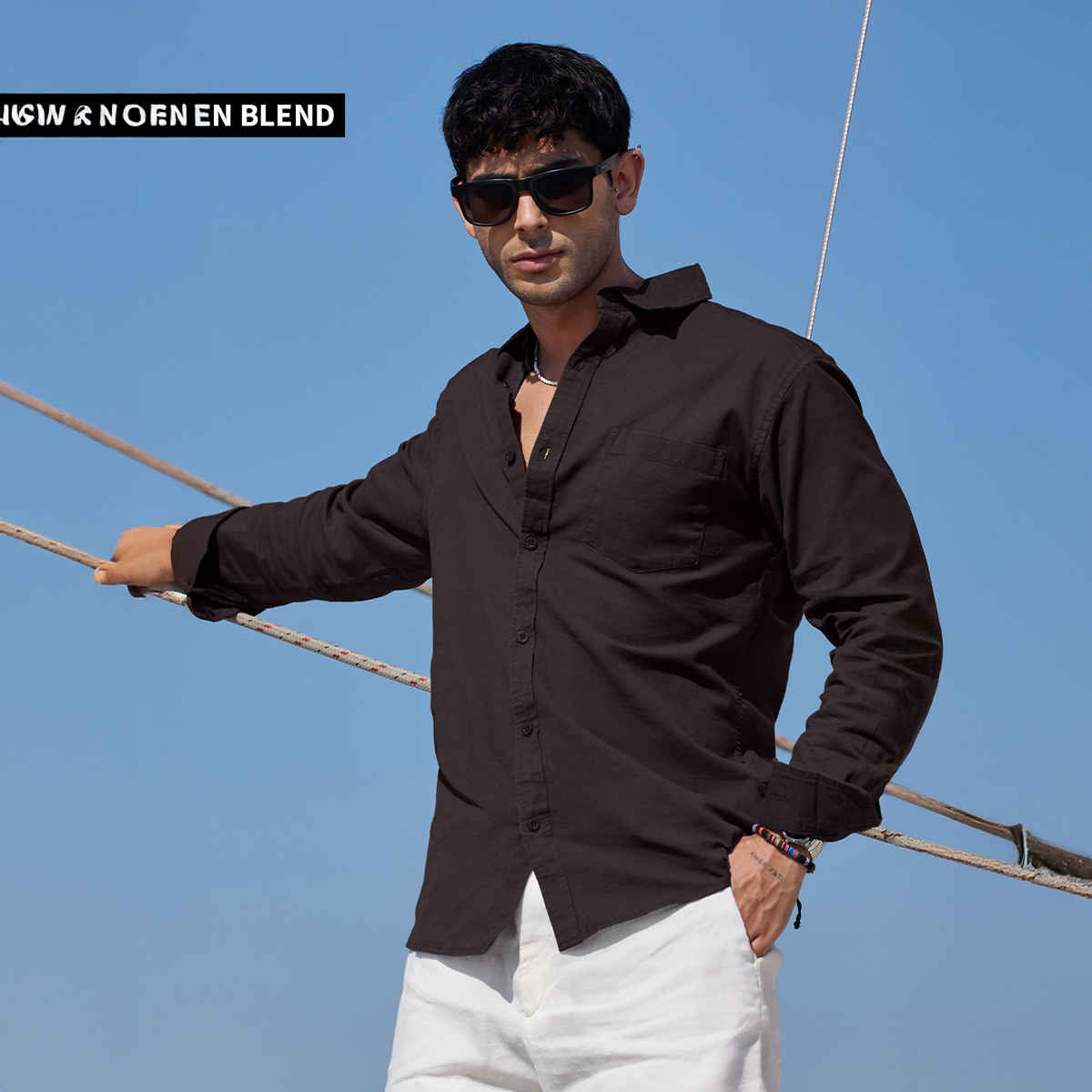 The Souled Store Men's Regular Brown Cotton Linen Shirts | S