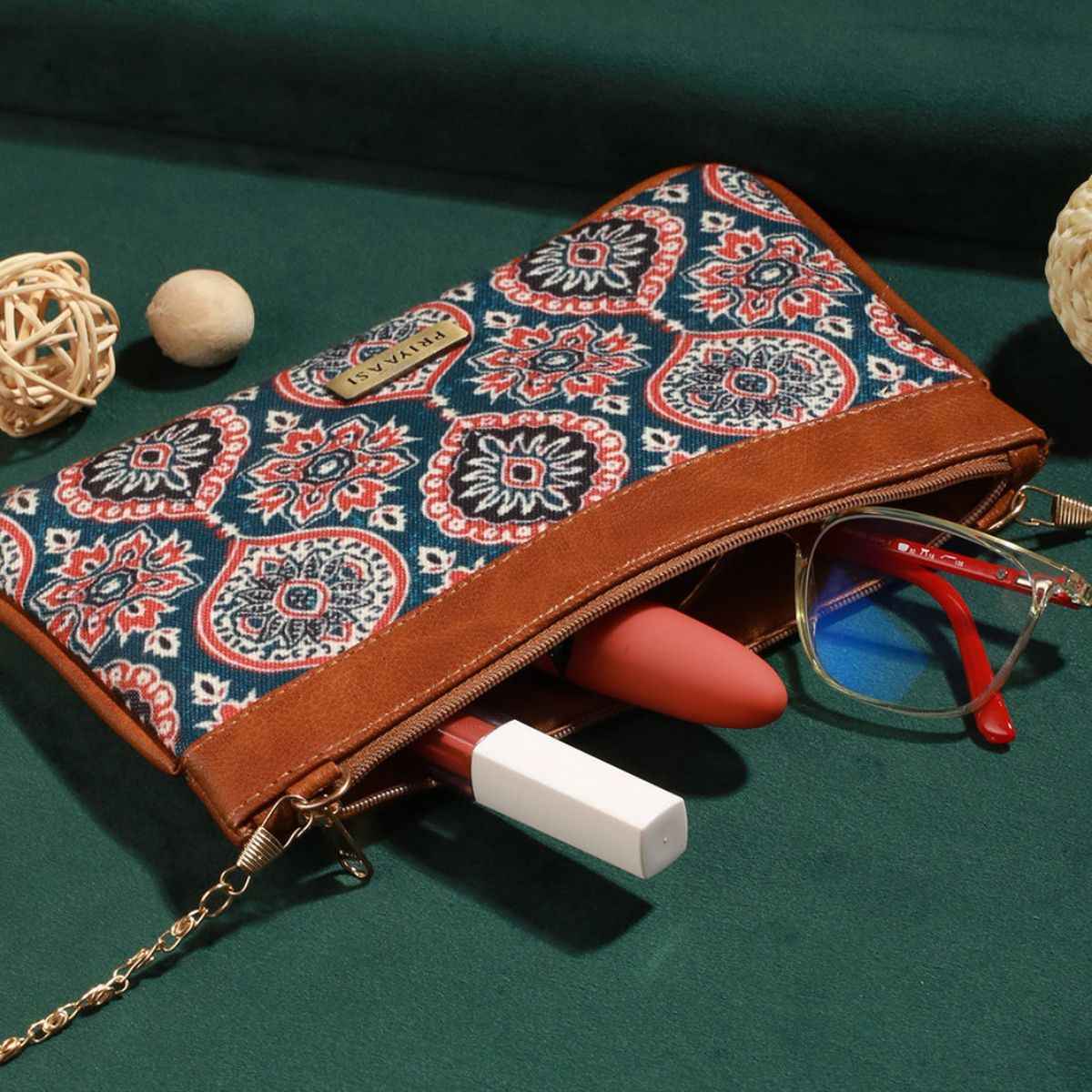 Priyaasi Women's Faux Leather 500 ml Sling Bag | Blue - Free Size