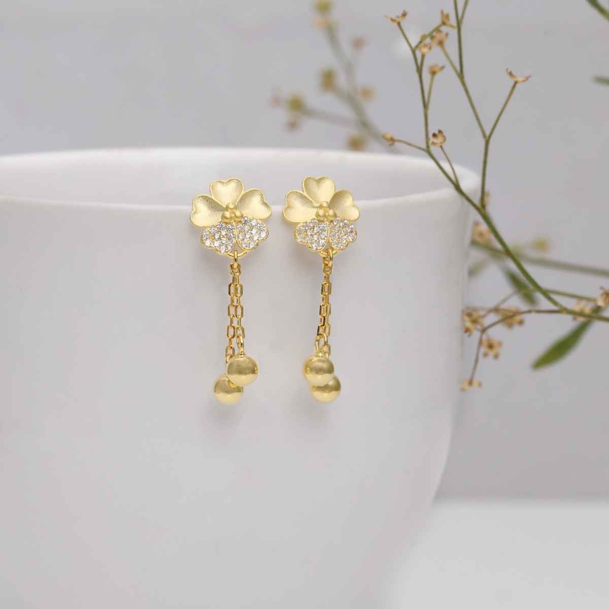 Giva Golden Clover Dangle Earrings