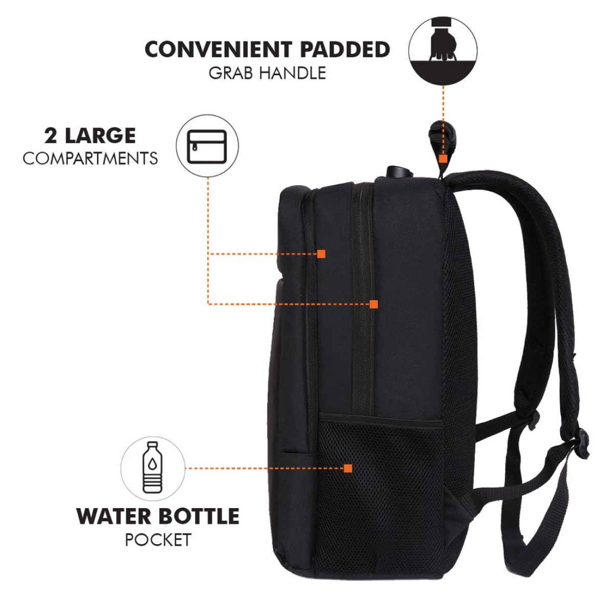 Fur Jaden 24 L Black Anti-Theft Backpack with USB Port & Number Lock. Padded Laptop Compartment