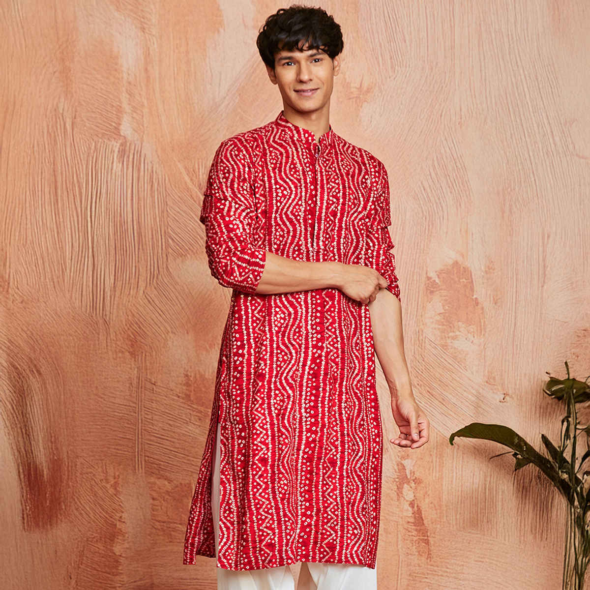 Vastramay Men's Rayon Kurta for Eid | Red - M