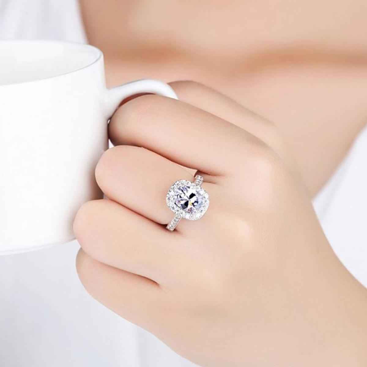 Jewels Galaxy Silver-Plated Geometric American Diamond Adjustable Finger Ring (1 Pack 1 Piece)