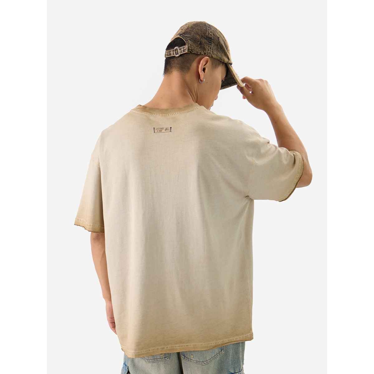 The Souled Store Men's Jurassic Park Logo Oversized T-shirt | Brown - L