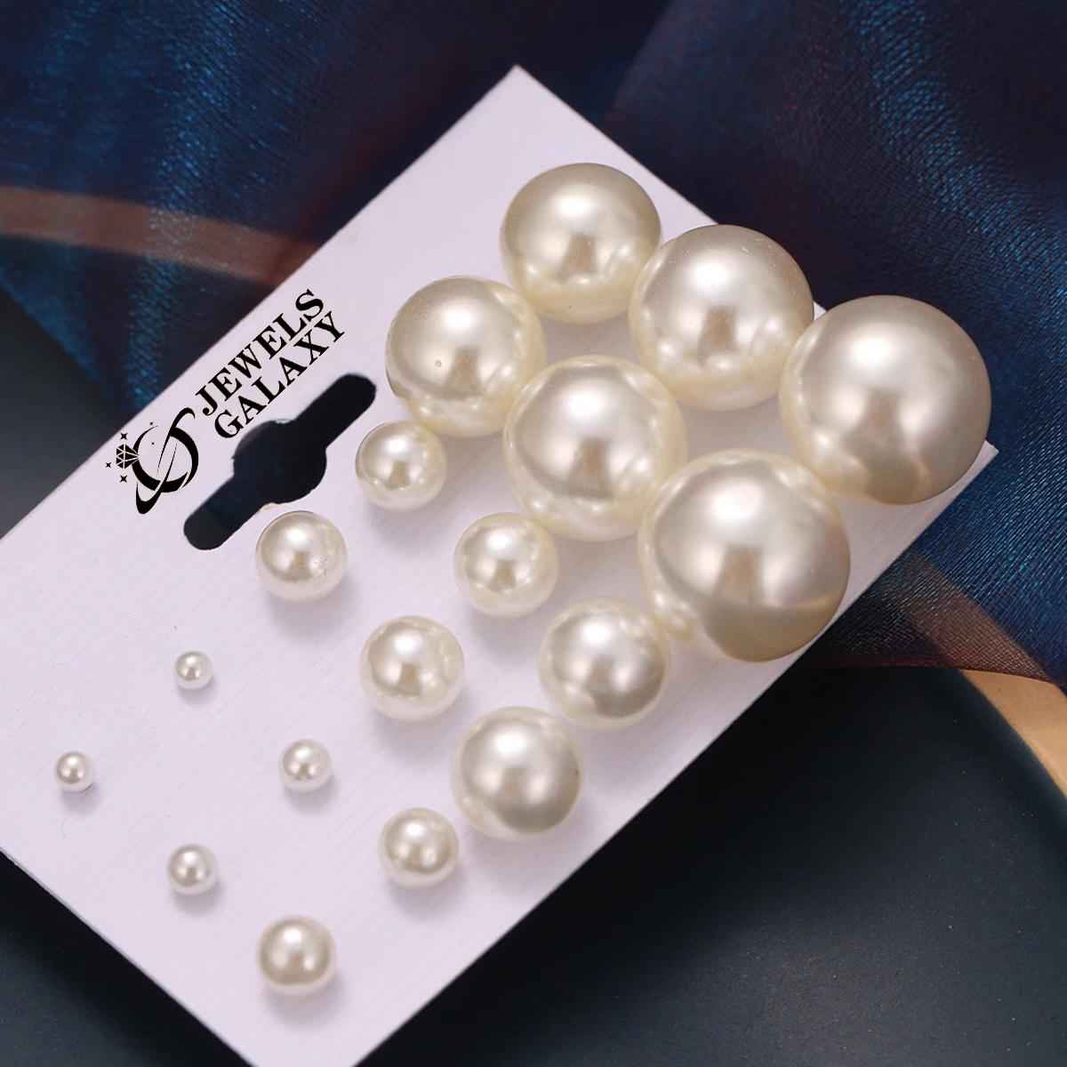 Jewels Galaxy Off White Gold Plated Pearl Studs Earrings (1 Pack 18 Pieces)