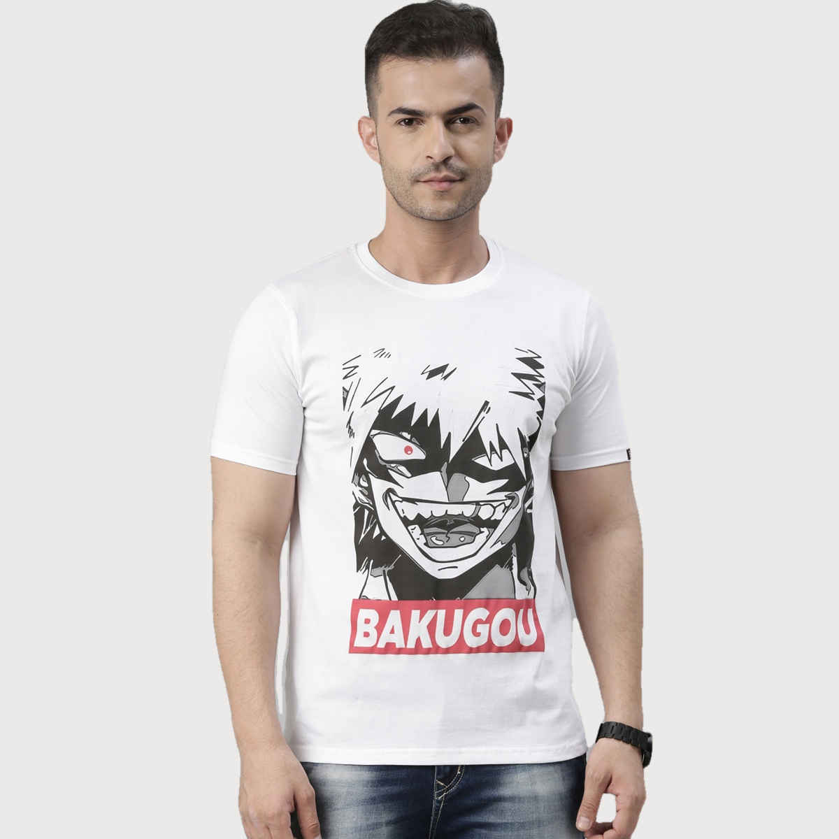 Bushirt Men's Bakugou | Jujutsu Kaisen Anime T-shirt | White - S