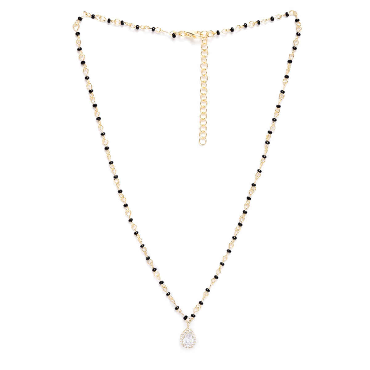 Carlton London 18Kt Gold-Plated CZ-Studded & Artificial Beaded Mangalsutra-B849916N/1