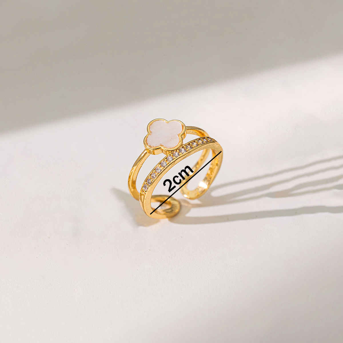 Label She Gold Plated Stainless Steel Clover Adjustable Ring | LS-RNG-72177