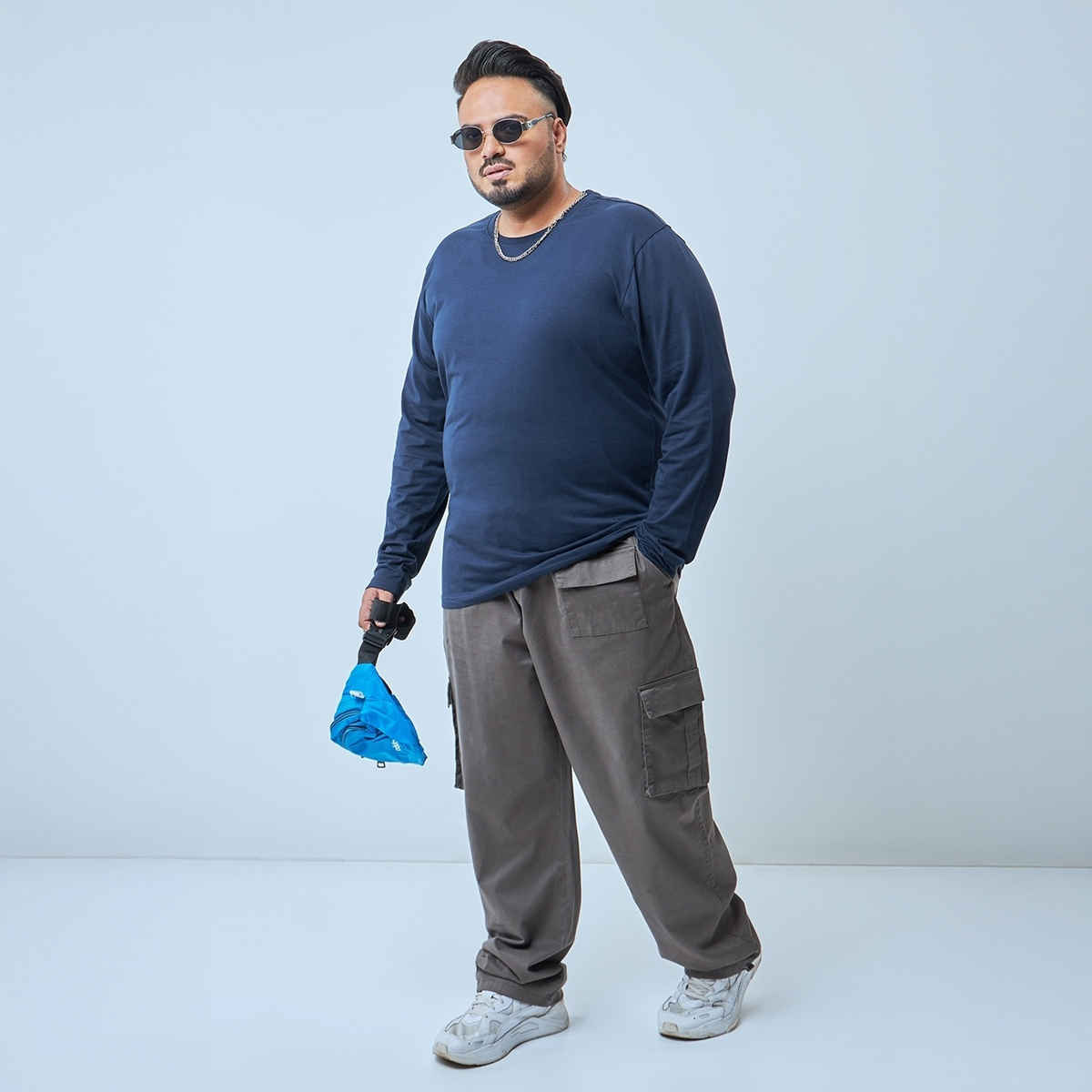 Bewakoof Men's Plus Size T-shirt | Blue - 5XL