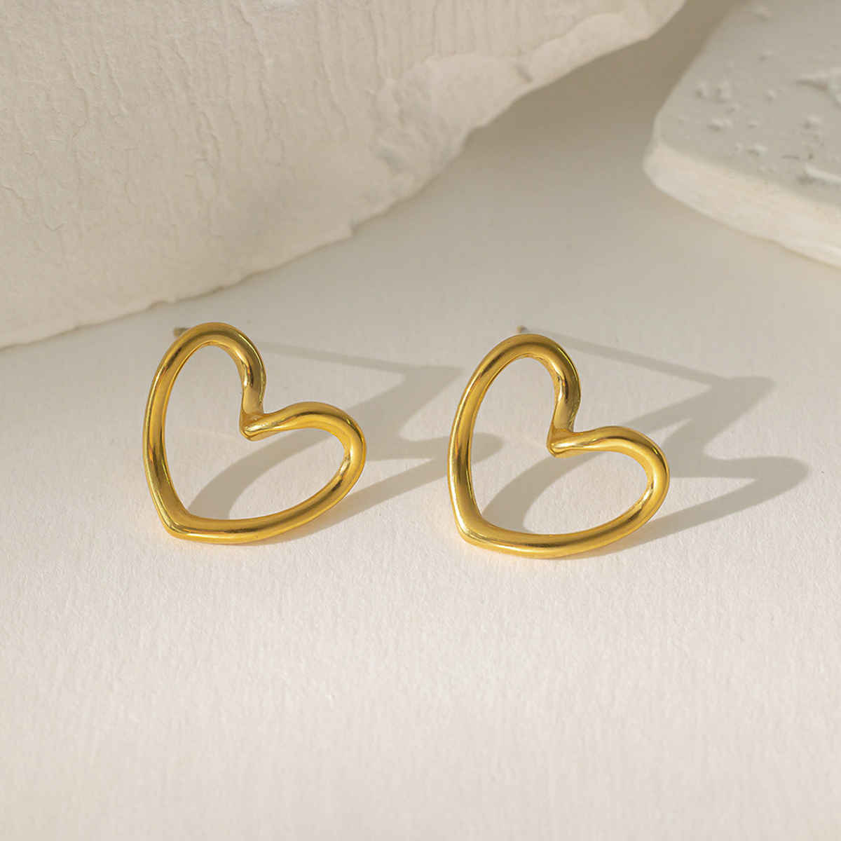 Label She Gold Plated Anti Tarnish Stainless Steel Heart Themed Stud Earrings | LS-ERG-57077