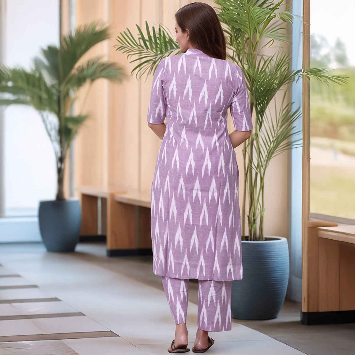 GoSriKi Women's Rayon Blend Straight Printed Kurta with Pant | DEMETER | Onion - XL