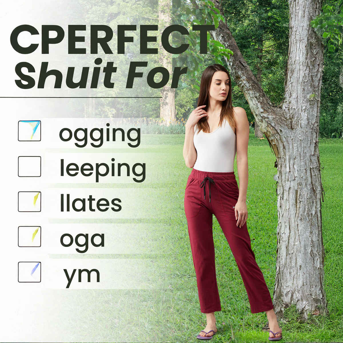 Blinkin Women's Cotton Track Pants With Side Pockets | Black Maroon - L