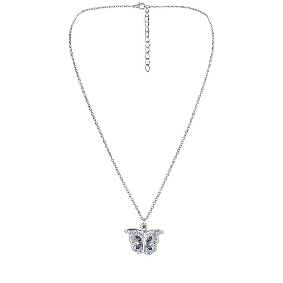 Fashion Frill Women's Openable Butterfly Pendant Chain Silver Onesize