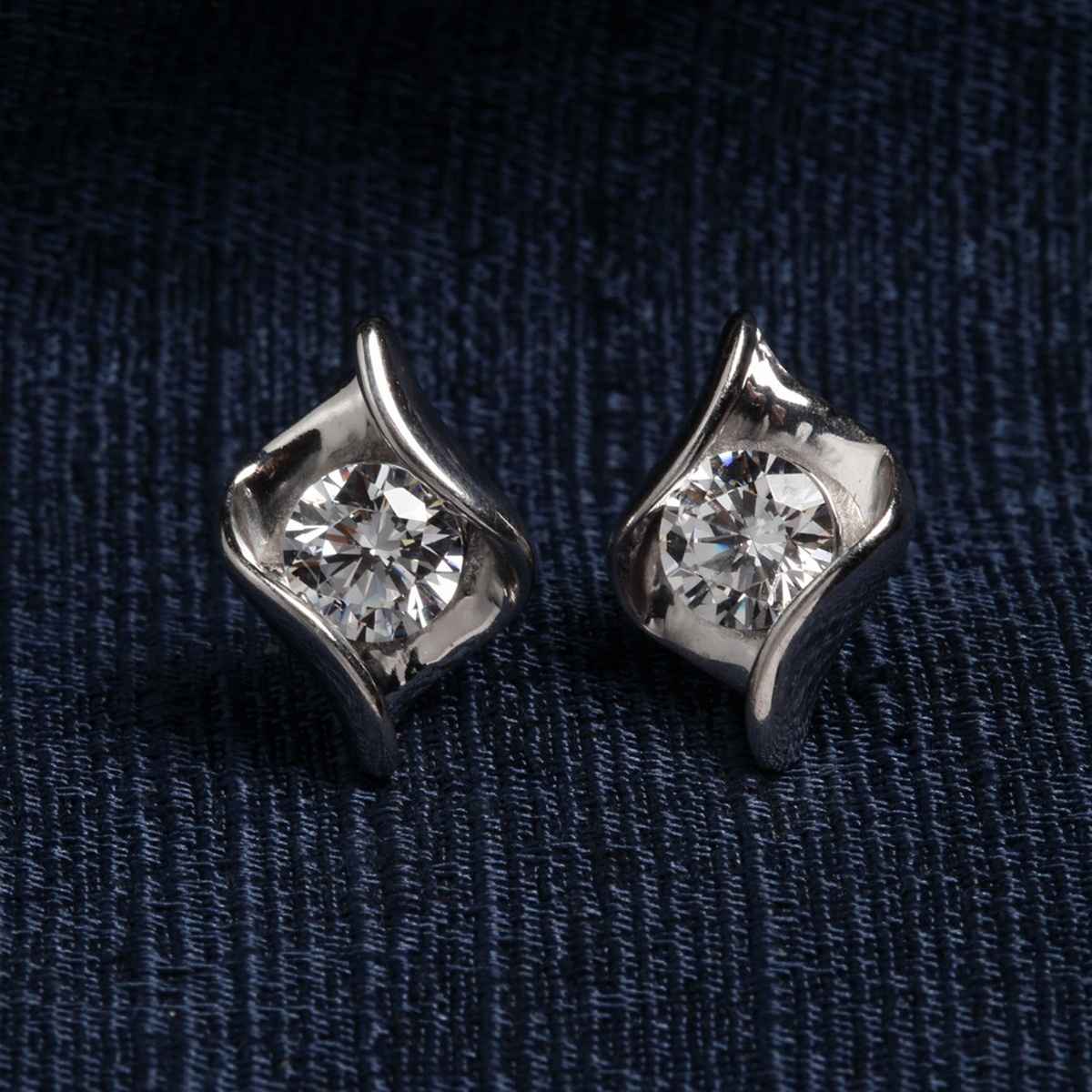 Clara Made With Swiss Zirconia 925 Sterling Silver Platinum Plated Mia Solitaire Earrings