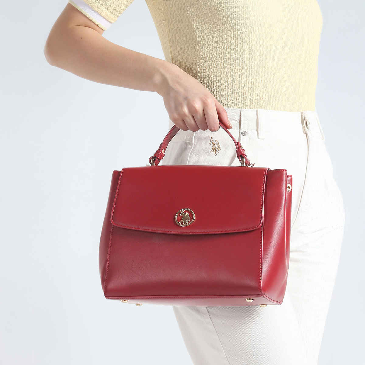 U.S. Polo Assn. Solid Structured Sling Bag | Red