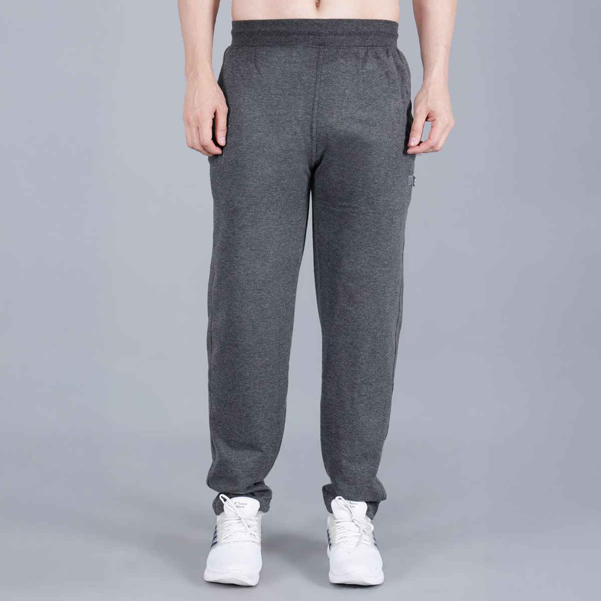 Texfro Men Solid Regular Sports Stylish & Casual Trousers Treck Pant | Black Melange, M