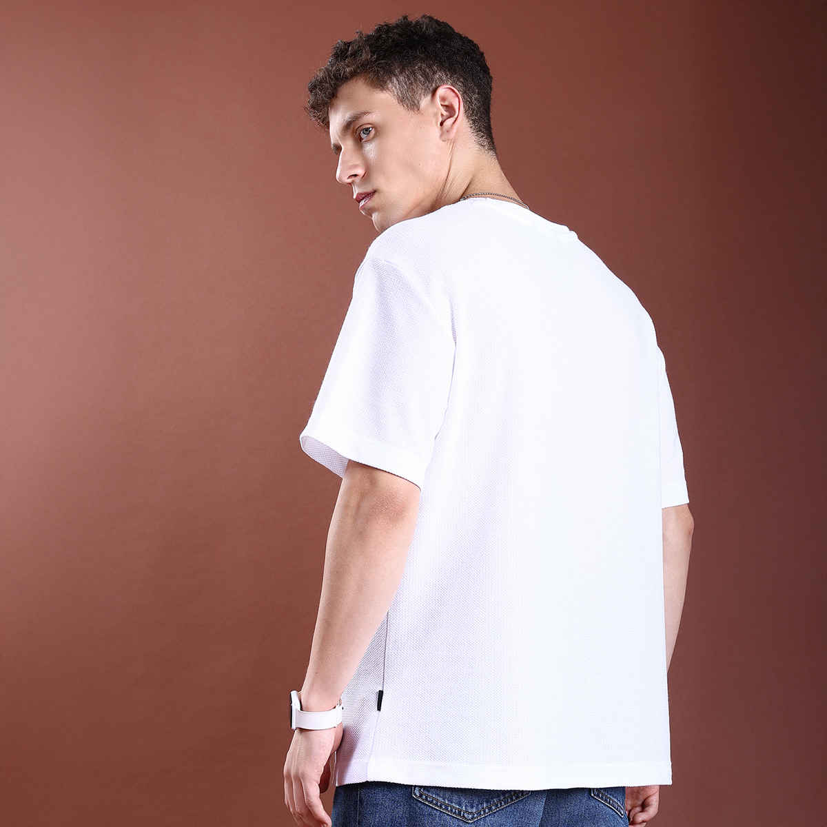 Highlander Men's Popcorn Structured Oversized T-Shirt | White - XL