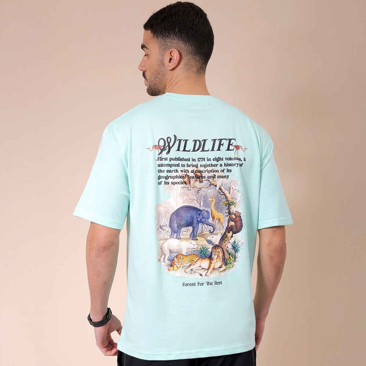 The Indian Garage Co Men's Street Boxy Placement Print T-shirt | 1023-Ntee-186-2 | Fresh Mint - XL