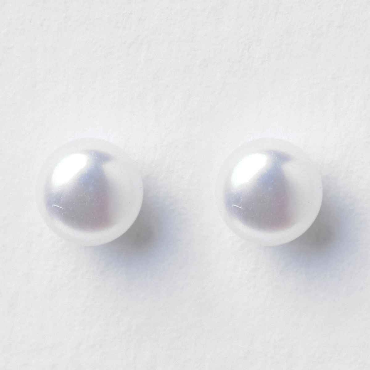 Clara 925 Pure Sterling Silver Real White Pearl 7 mm Studs Earrings | Rhodium Plated