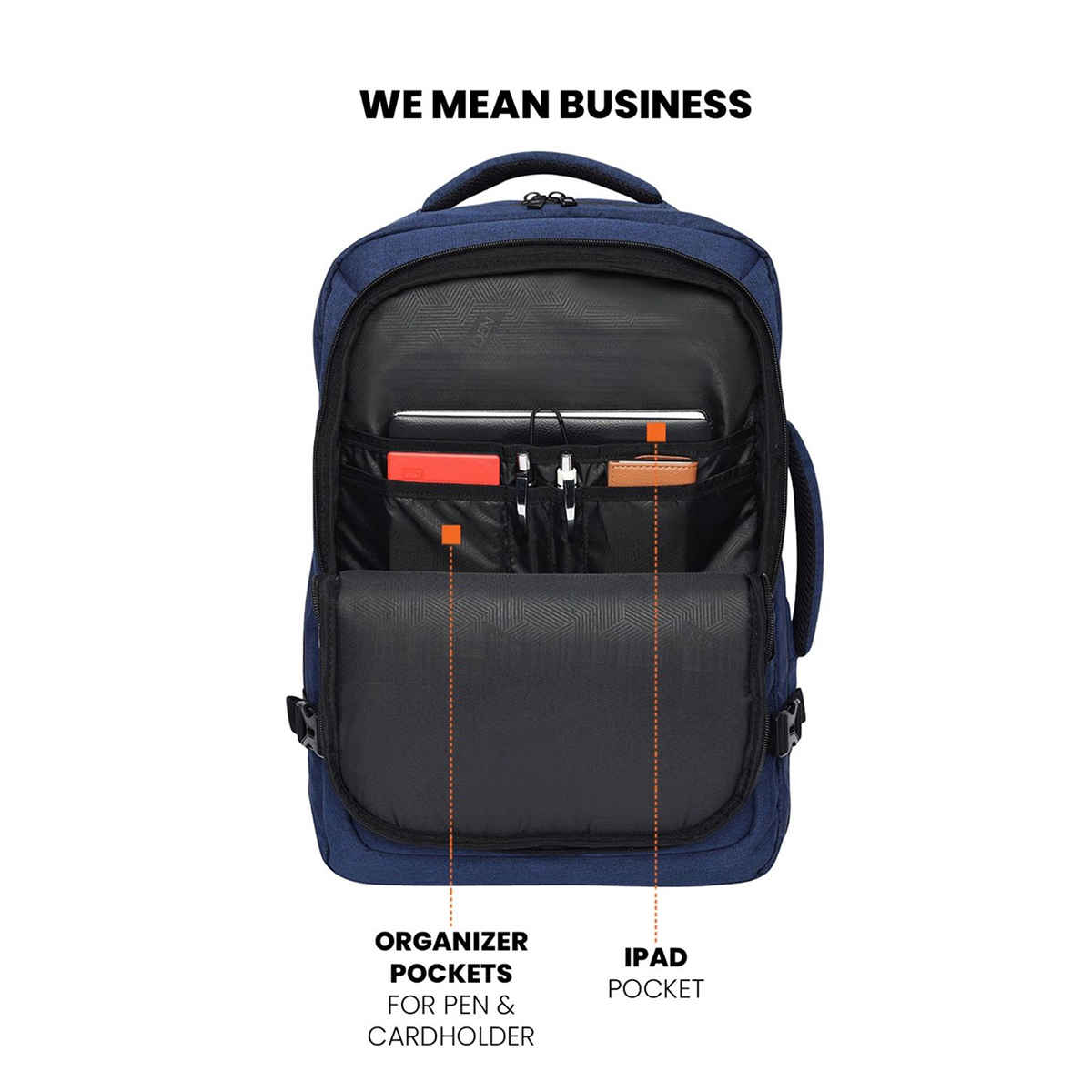 Fur Jaden Navy 36 L Weekender Travel Laptop Backpack | 15.6 inch Padded Laptop Sleeve