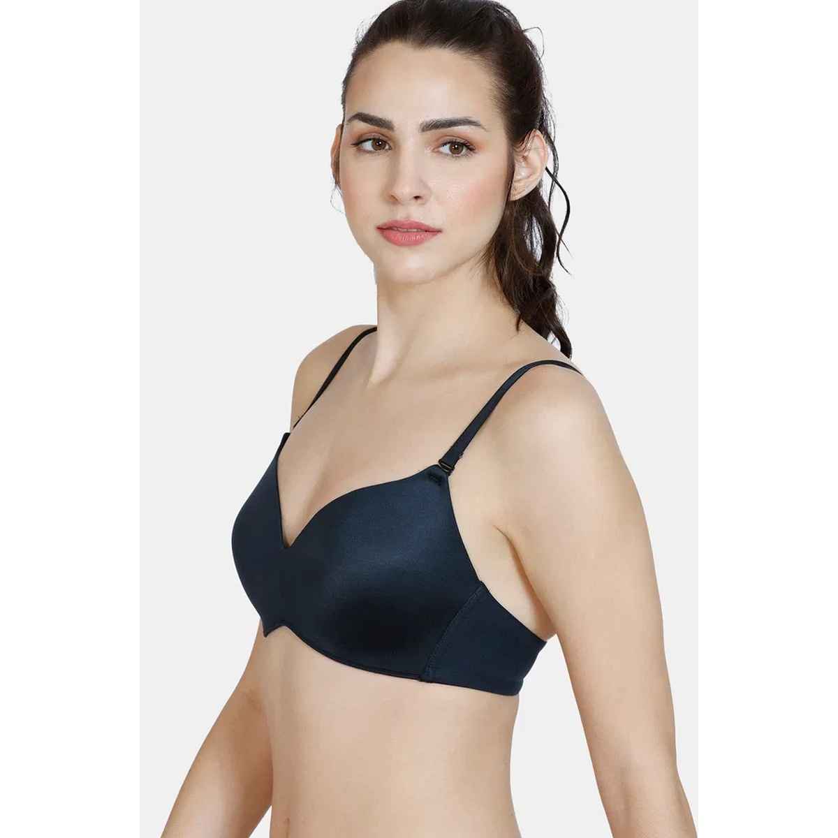 Zivame Women's At Work Padded Non Wired 3/4Th Coverage T-Shirt Bra | Black - 36D