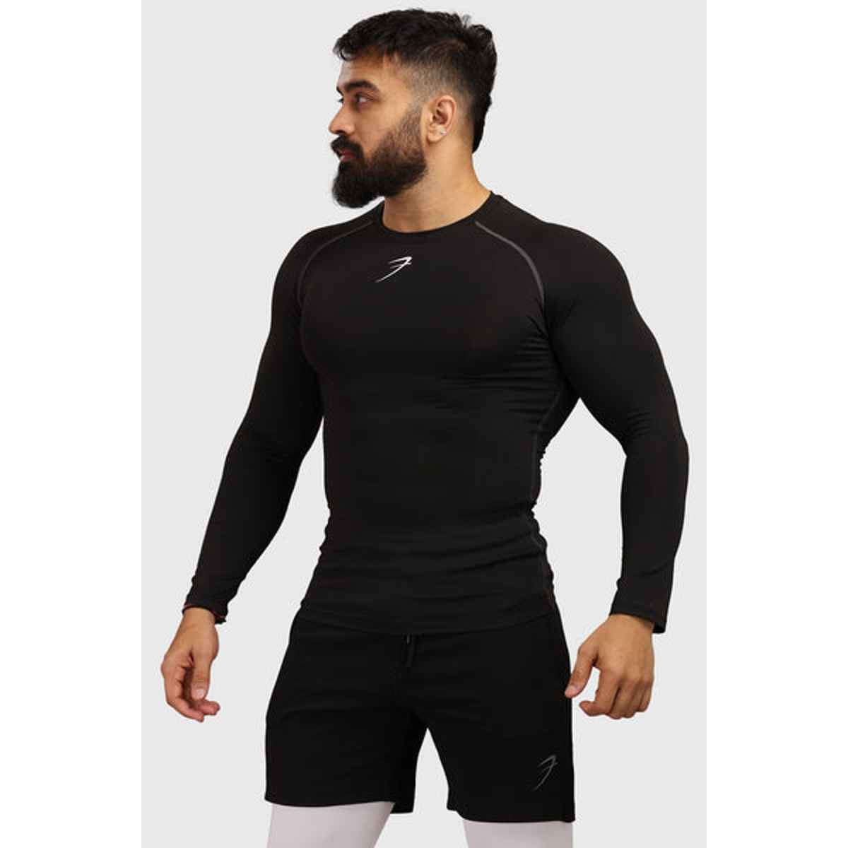 Fuaark Men's Compression Full Sleeve GYM T-shirt | Black - L