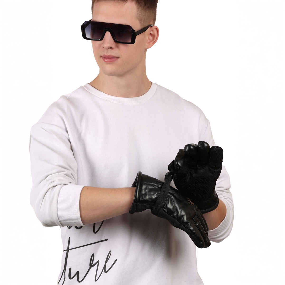 Calvadoss Men's Solid Gloves | Mgl-404 | Black