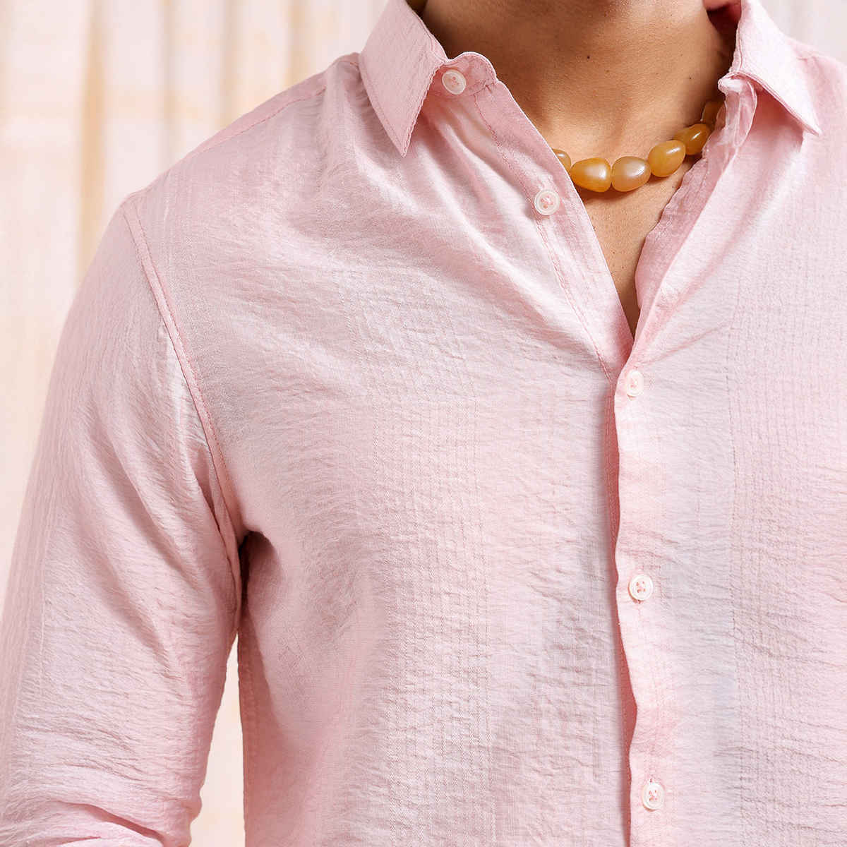 The Indian Garage Co Slim Striped Resort Shirt | Pink - M