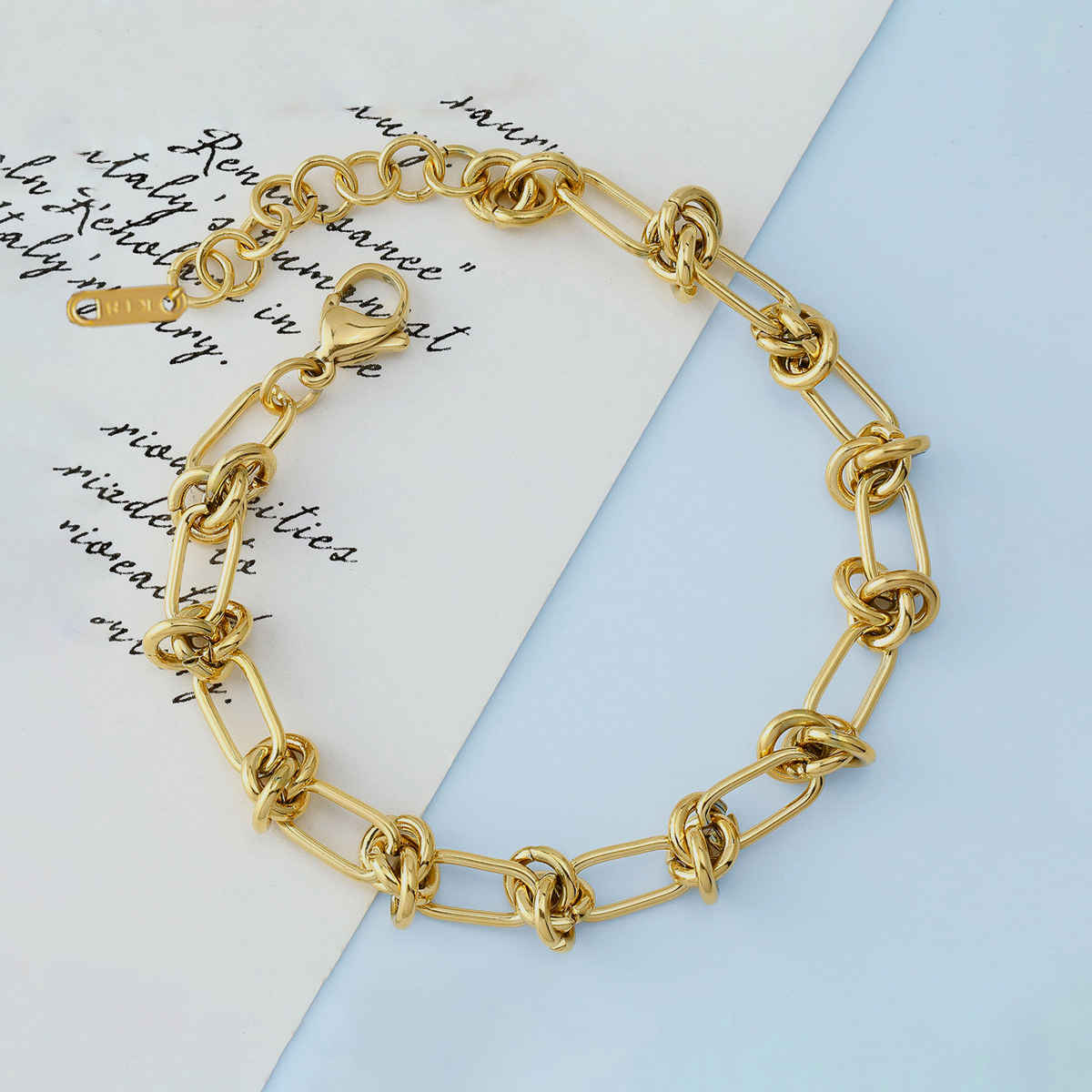 LabelShe Gold Plated Stainless Steel Knotted Chain Bracelet | LS-BNG-16180