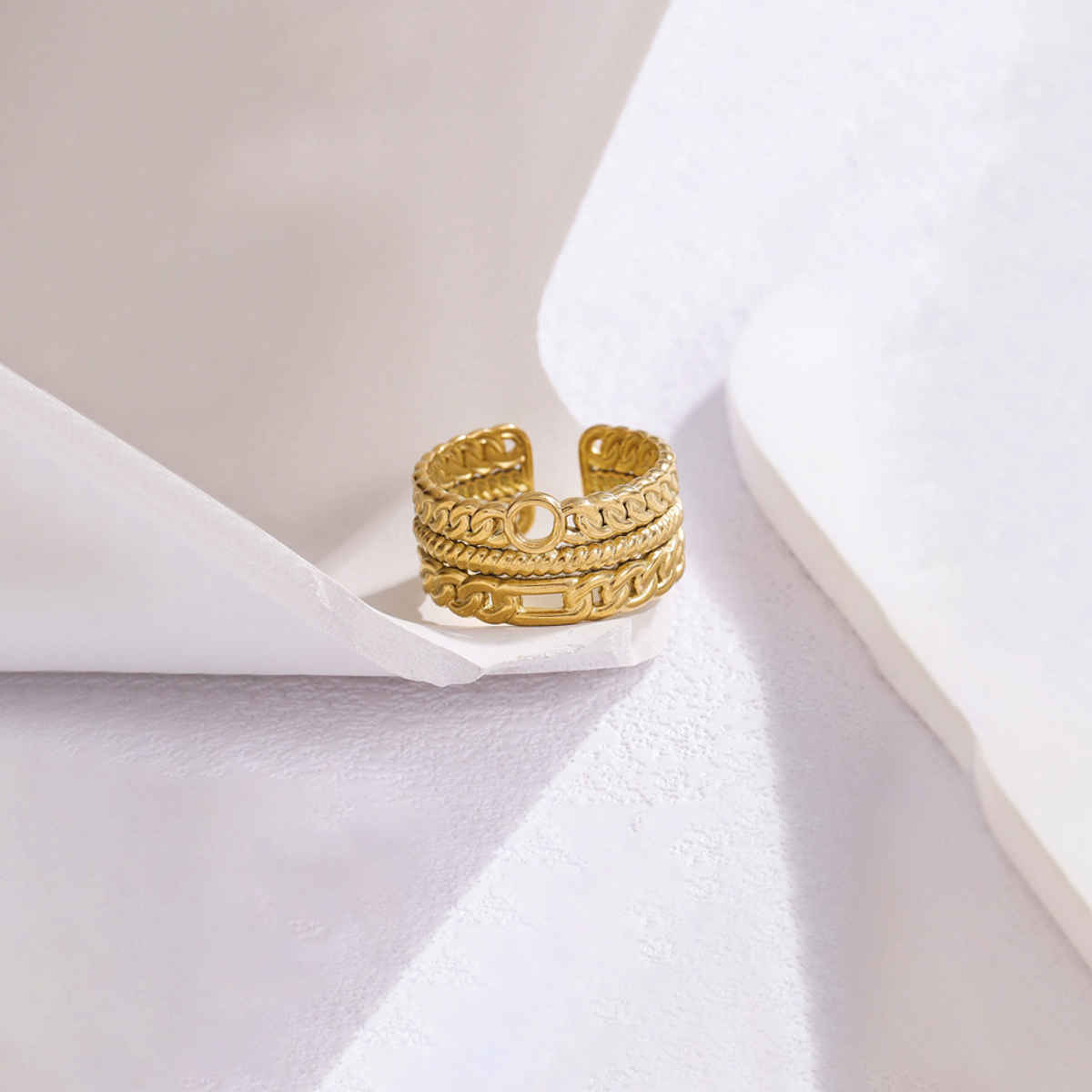 Label She Gold-Plated Stainless Steel Contemporary Adjustable Ring | LS-RNG-72198