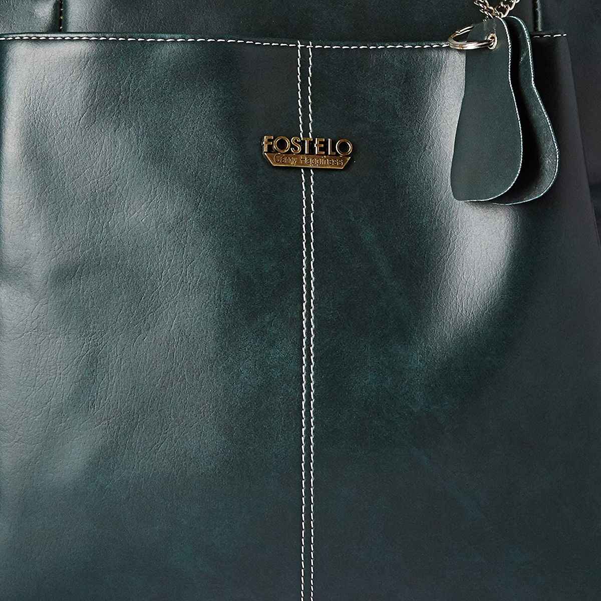 Fostelo Women's Vegan Leather Florence Handbags Shoulder Hobo Bag Ladies Purse | Green | Large