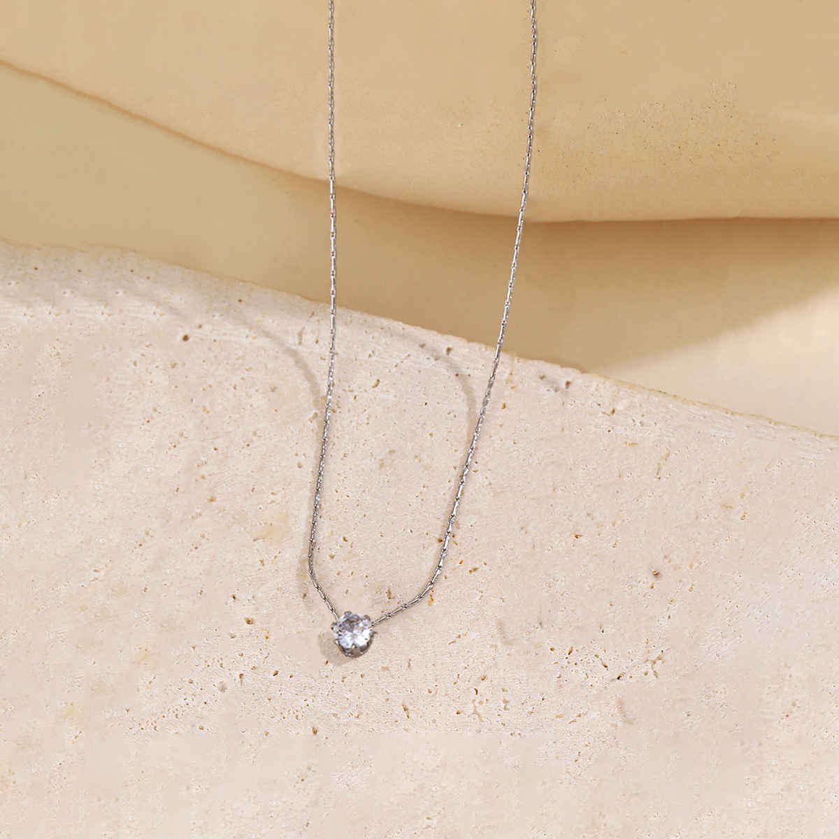 LabelShe Silver Plated Stainless Steel CZ Studded Pendant Necklace | LS-PS-26450