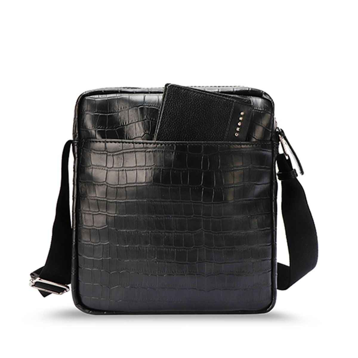 Cross Men's Textured Vegan Leather 5 L Crossbody Bag | Black