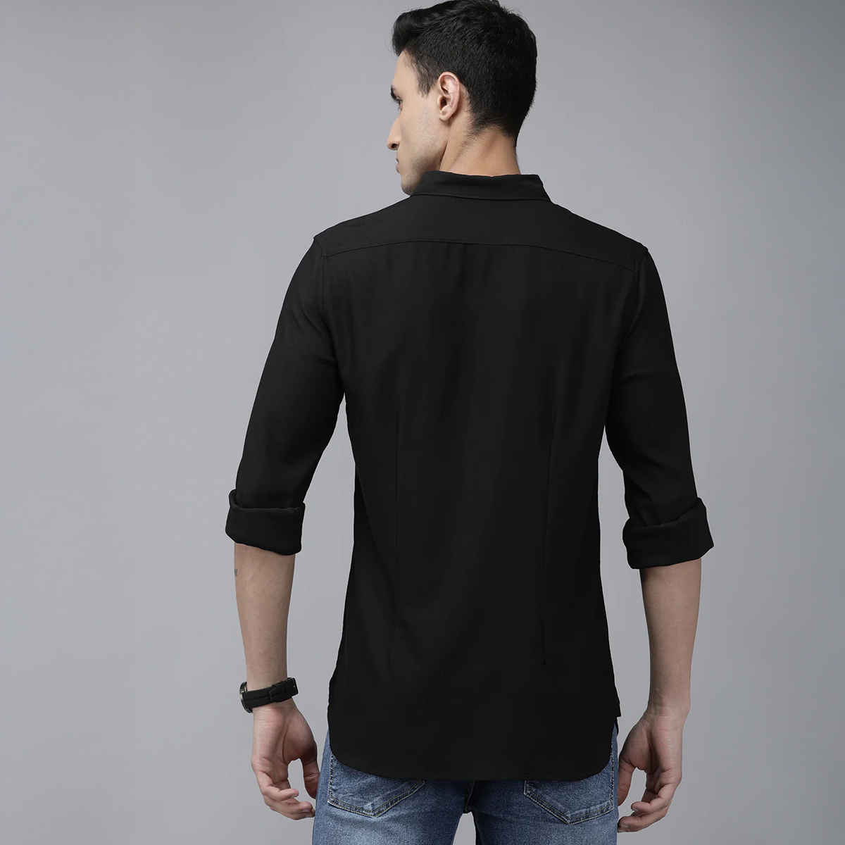 The Bear House Men Slim Fit Solid Rayon Casual Shirt - Benzi | Black | XL