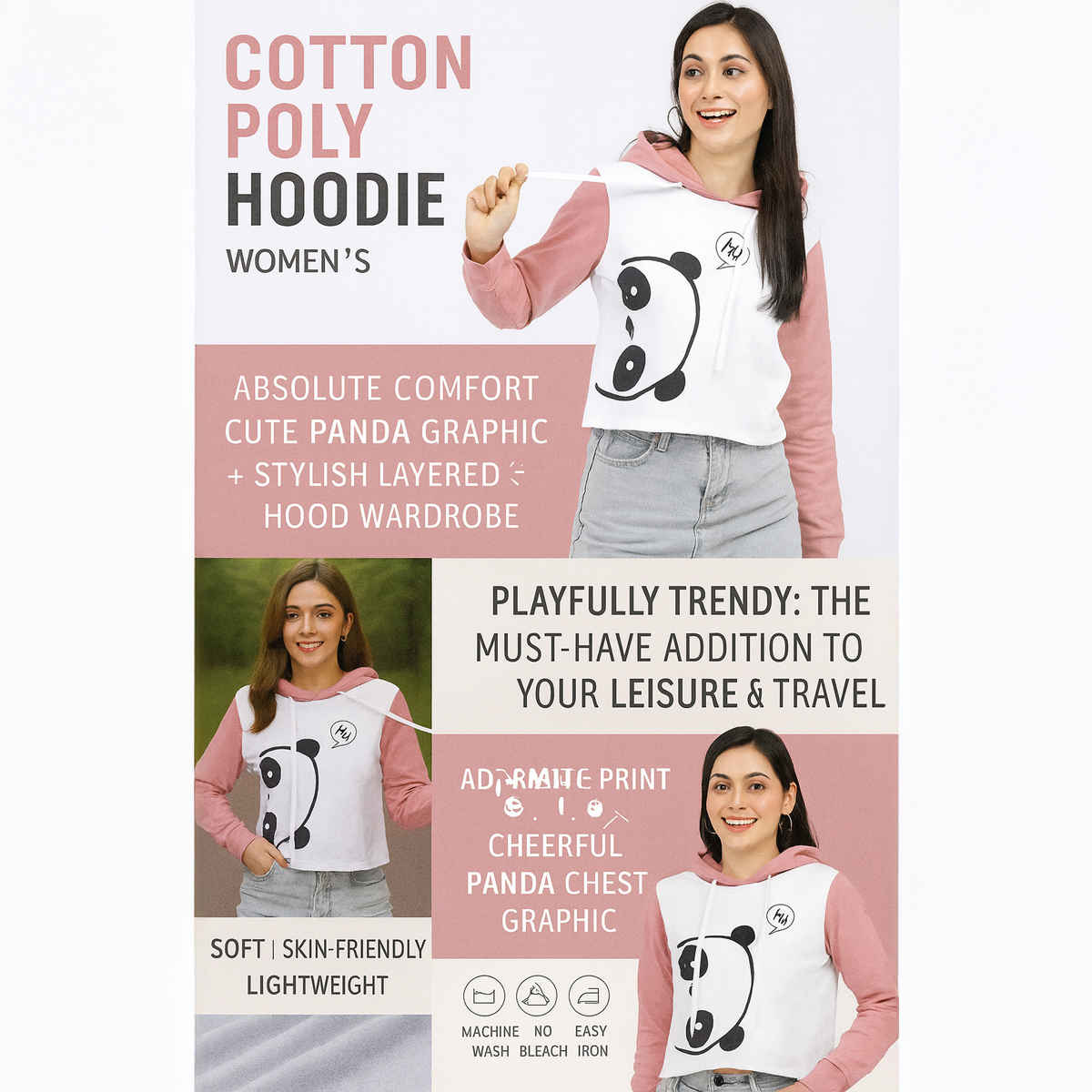 GCYX Women's CROP HOOD Sweatshirt | White - XL