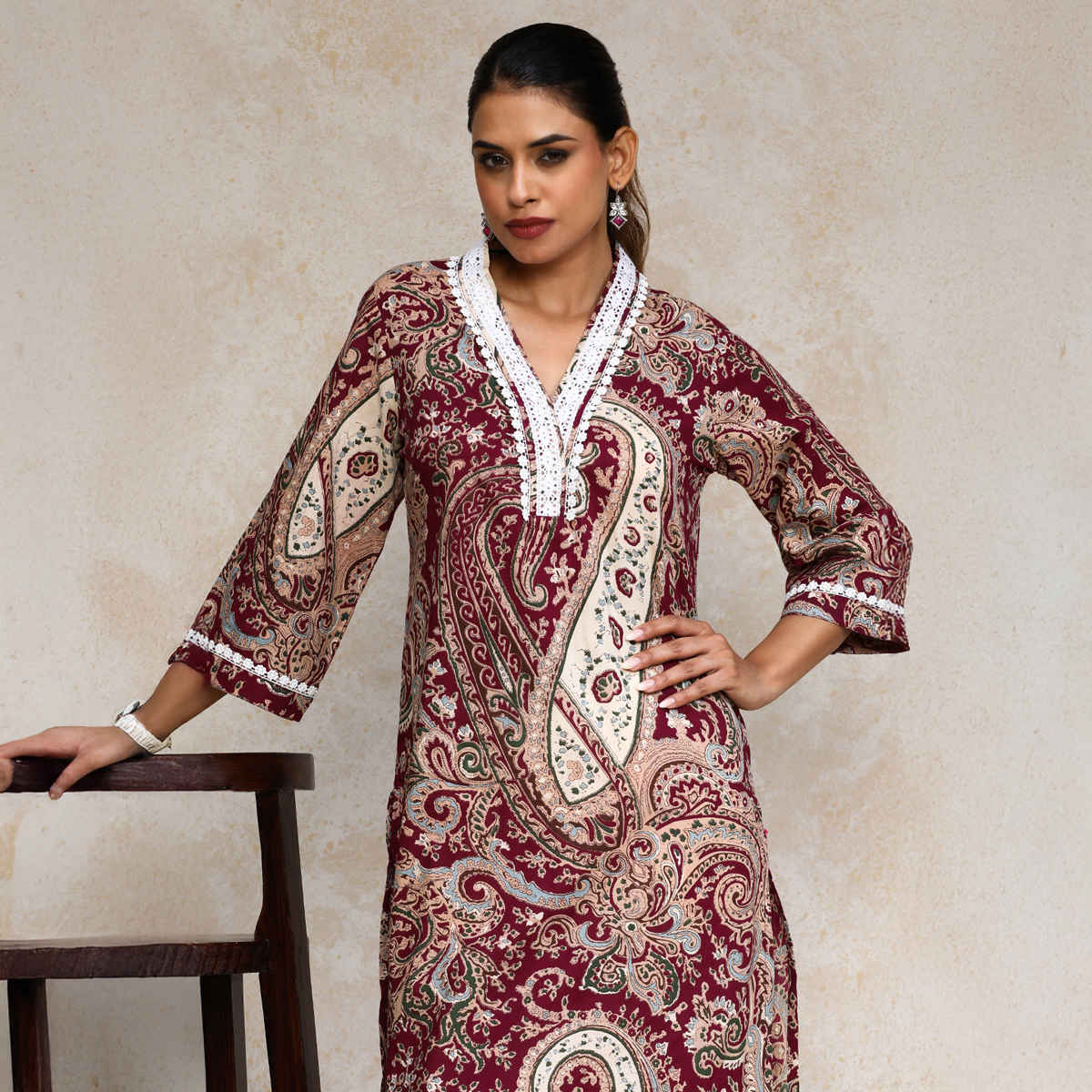 Varanga Women's Jaipuri Ethnic Printed Yoke Straight Kurta | Black - XL