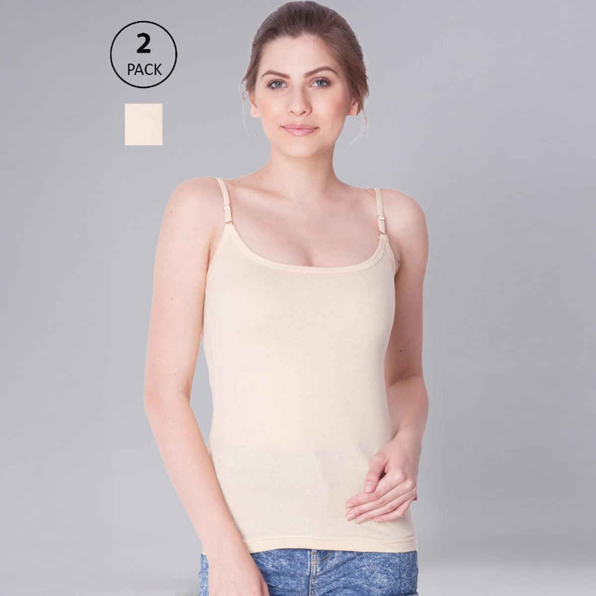 Dollar Missy Women's Combed Cotton Camisole | Pack Of 2 | Skin | XXL