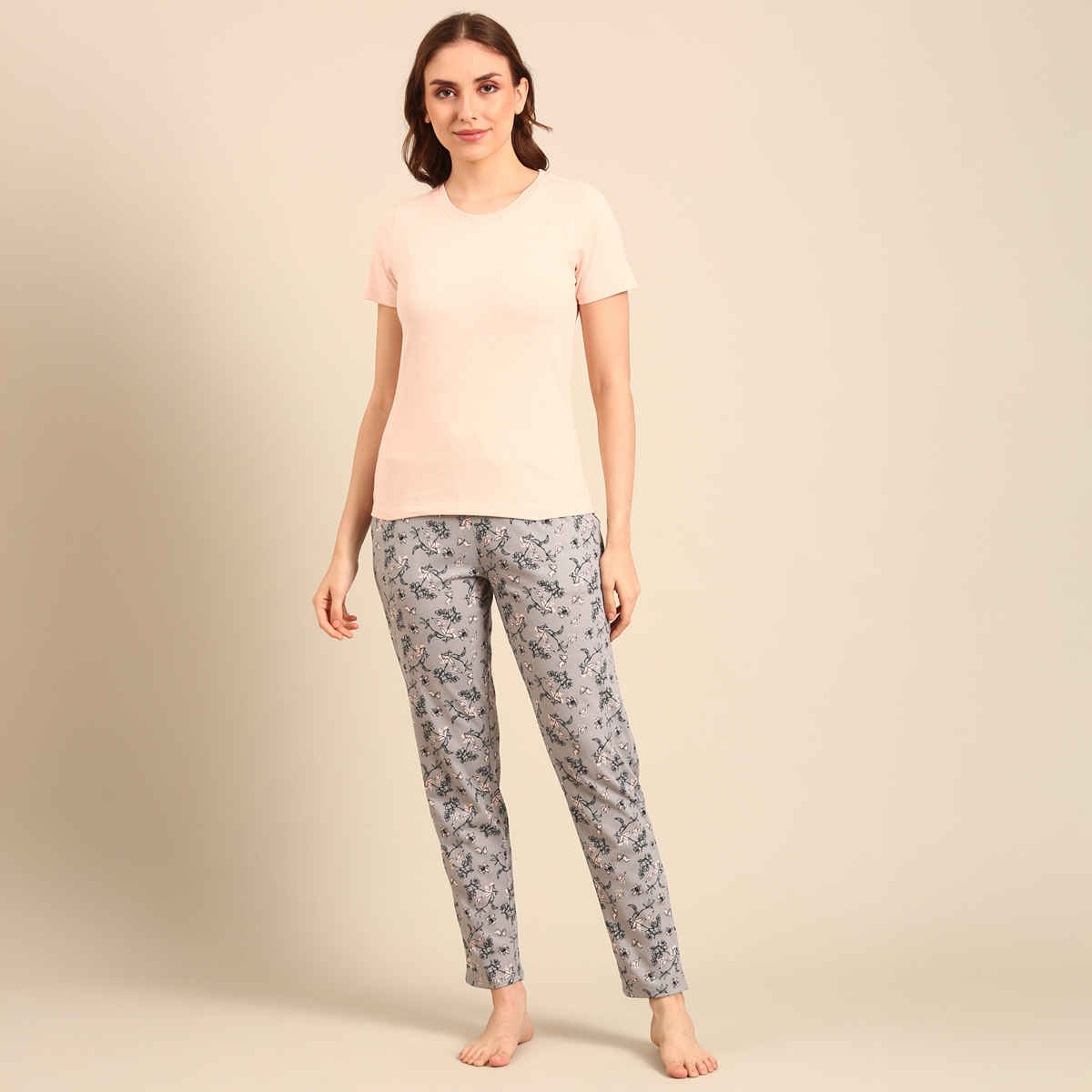 Pepe Jeans Premium Cotton Night Suit | Soft And Comfortable, Grey Floral, Xxl