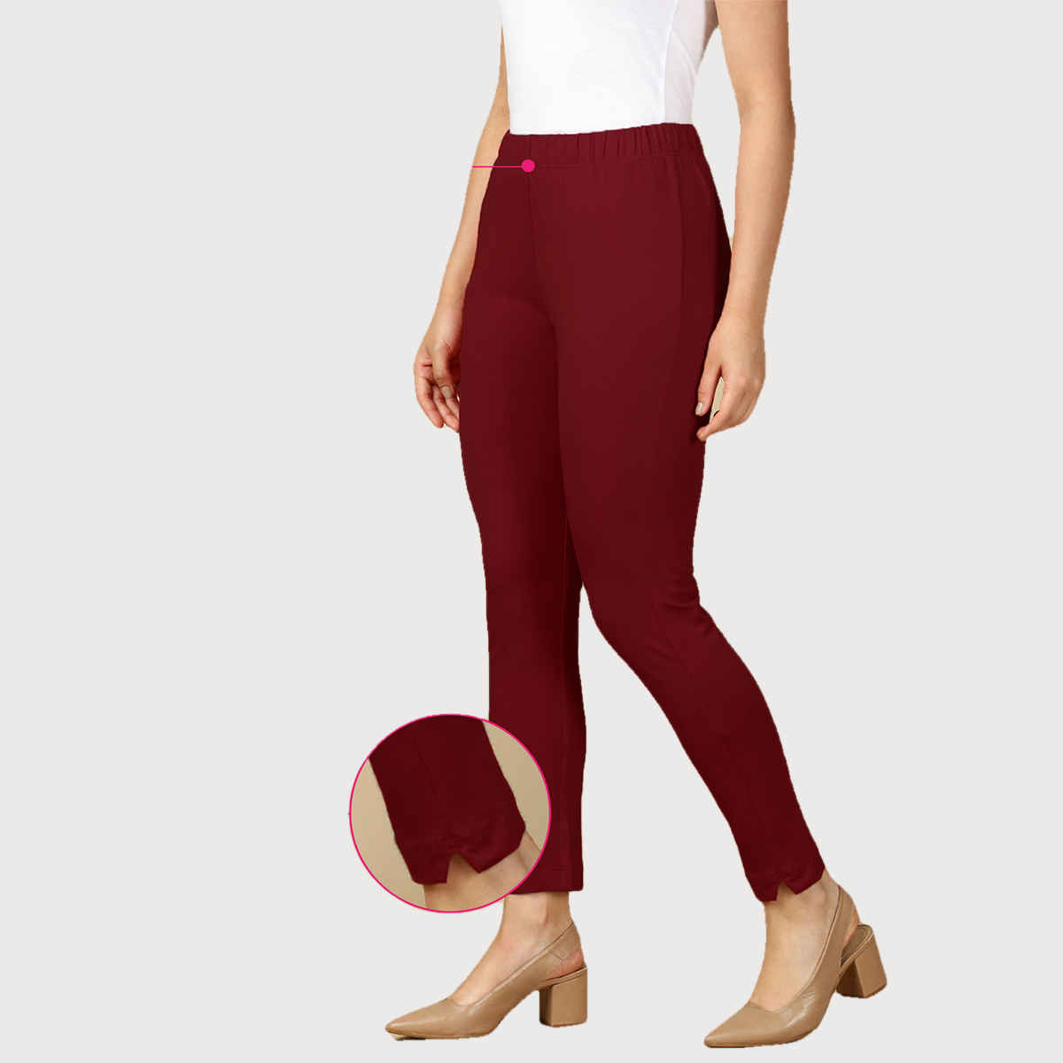 PYNK By Lux Cozi Women's Premium Modern Kurti Pants | Maroon | Free Size