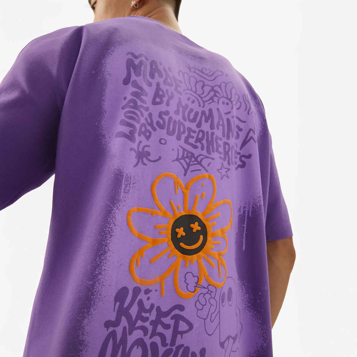The Souled Store Men's TSS Originals Oversized T-shirt | Purple - M