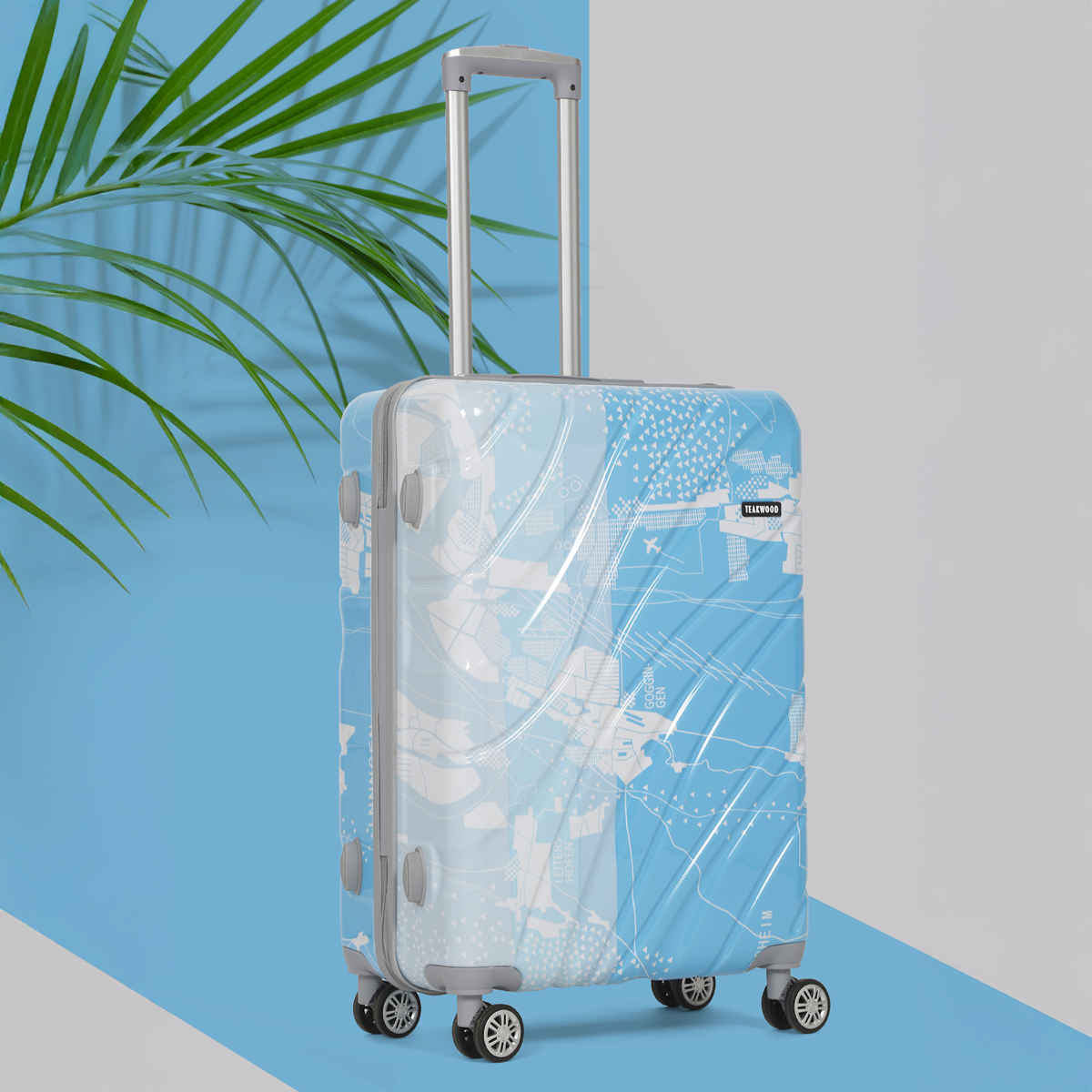 Teakwood Leather 360 Degree Rotation Hard Trolley Bag | Multicolour - Medium