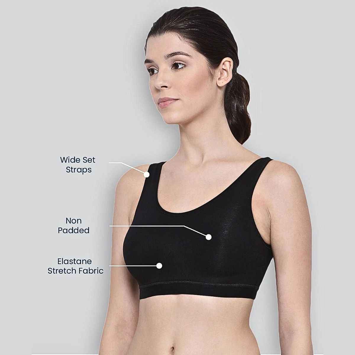 Lyra Women's Sports Bra Non-Padded | Black - 32B