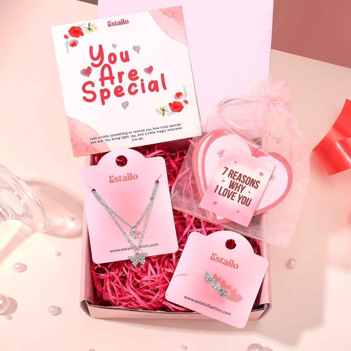 Estailo Fashion Butterfly Necklace, Ring & Gift Card Combo | Mother's Day